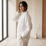 Women’s Premium 100% Linen Relaxed Fit Shirt – Classic White - Image 2