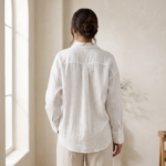 Women’s Premium 100% Linen Relaxed Fit Shirt – Classic White - Image 4