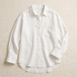 Women’s Premium 100% Linen Relaxed Fit Shirt – Classic White - Image 3
