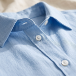 Women’s Light Blue Cotton Linen Relaxed Fit Shirt - Image 4
